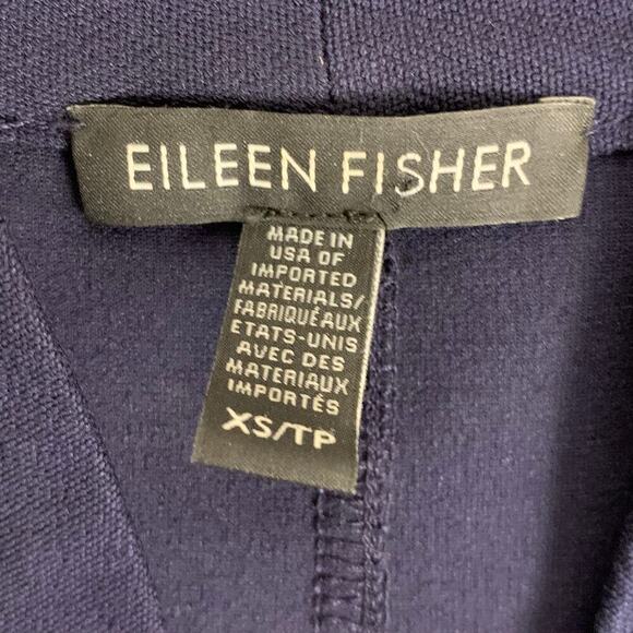Eileen Fisher Long Navy Open Front Knit Cardigan   - Size XS - Picture 6 of 8